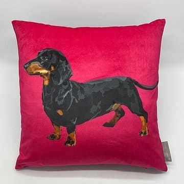 Sausage Dog Velvet Cushion