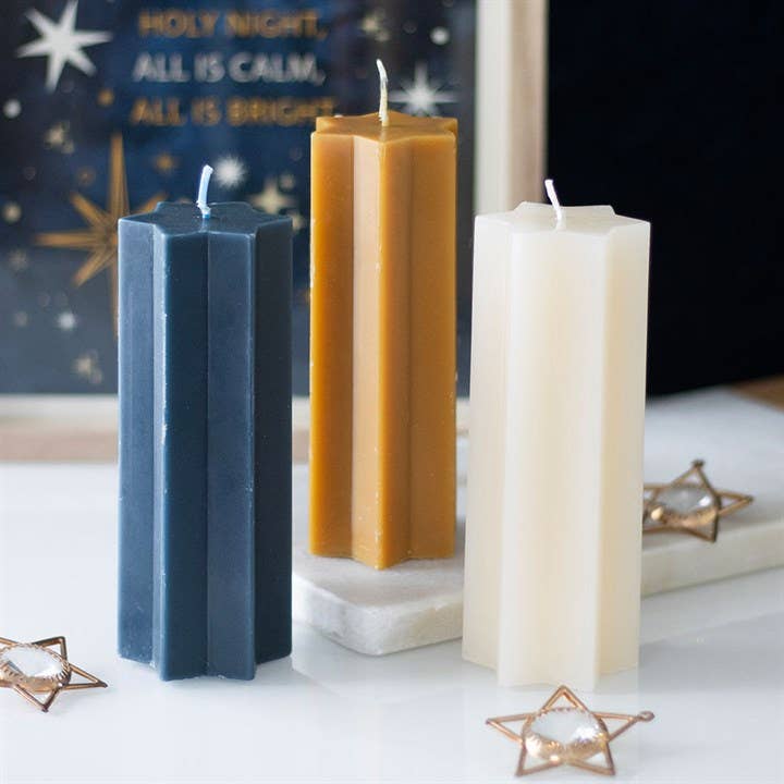 Cream Star Shaped Pillar Candle