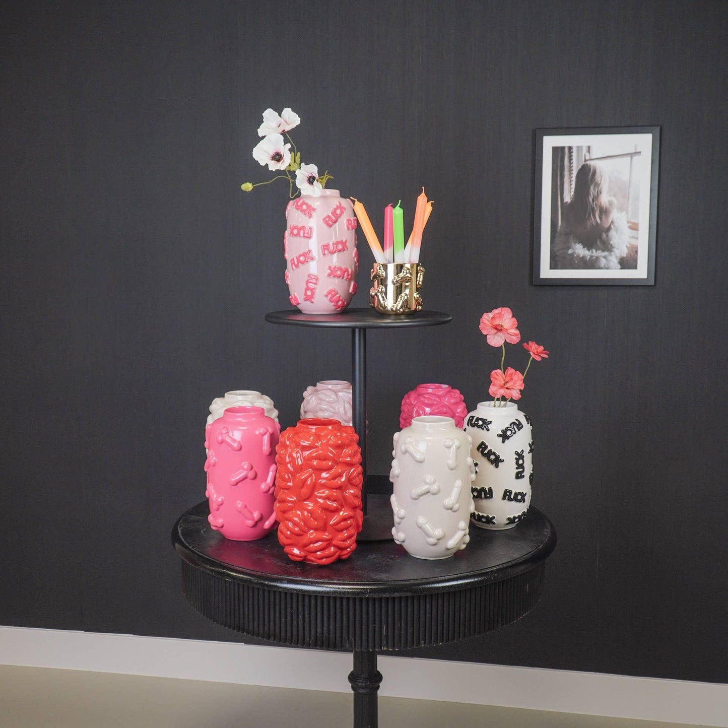 Fuck Vase- Ceramics - White/Black - 17x17x27cm