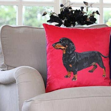 Sausage Dog Velvet Cushion