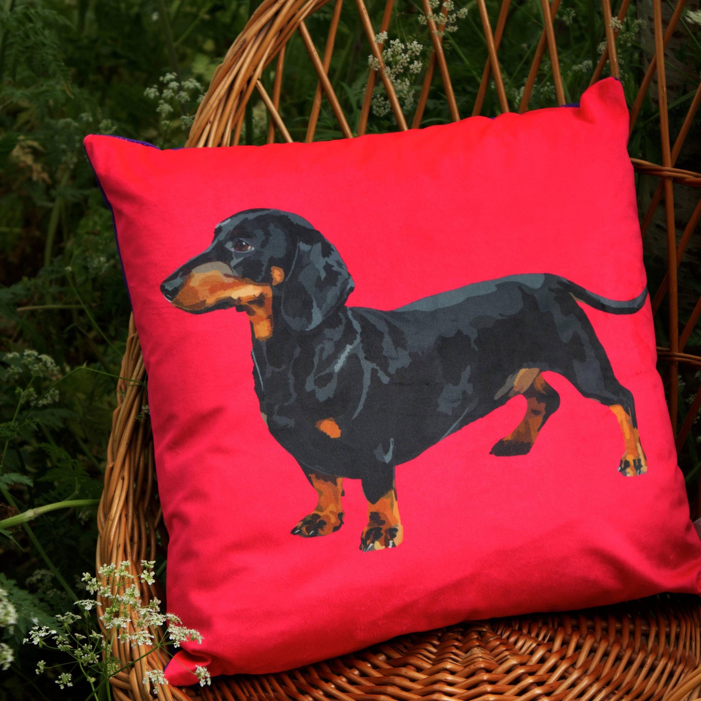 Sausage Dog Velvet Cushion