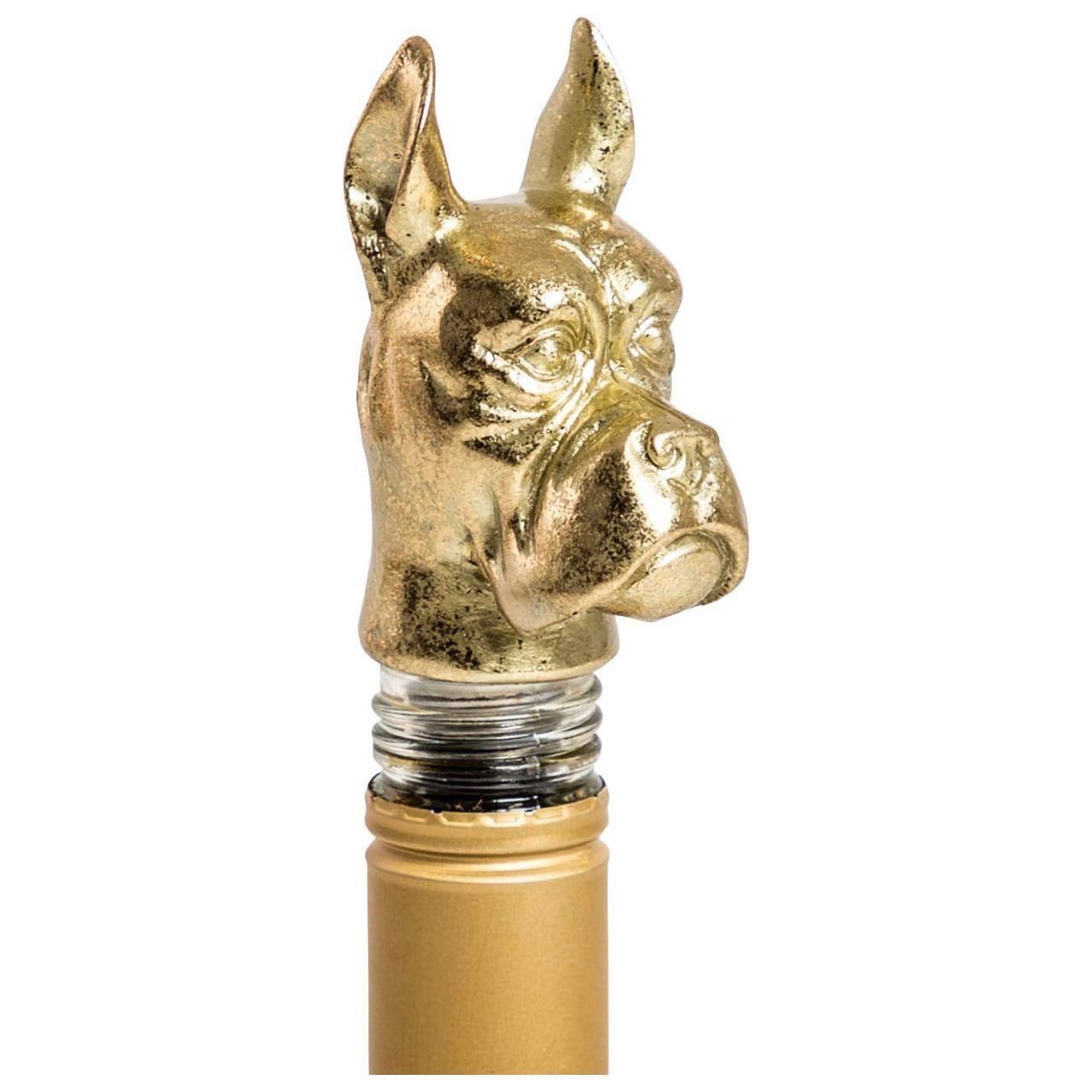 Antique Gold Dog Head Bottle Stopper