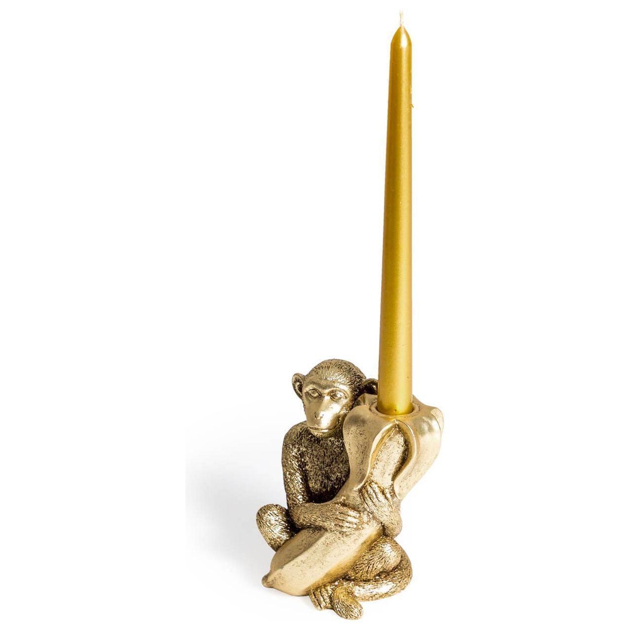 Antique Gold Monkey with Banana Candle Holder