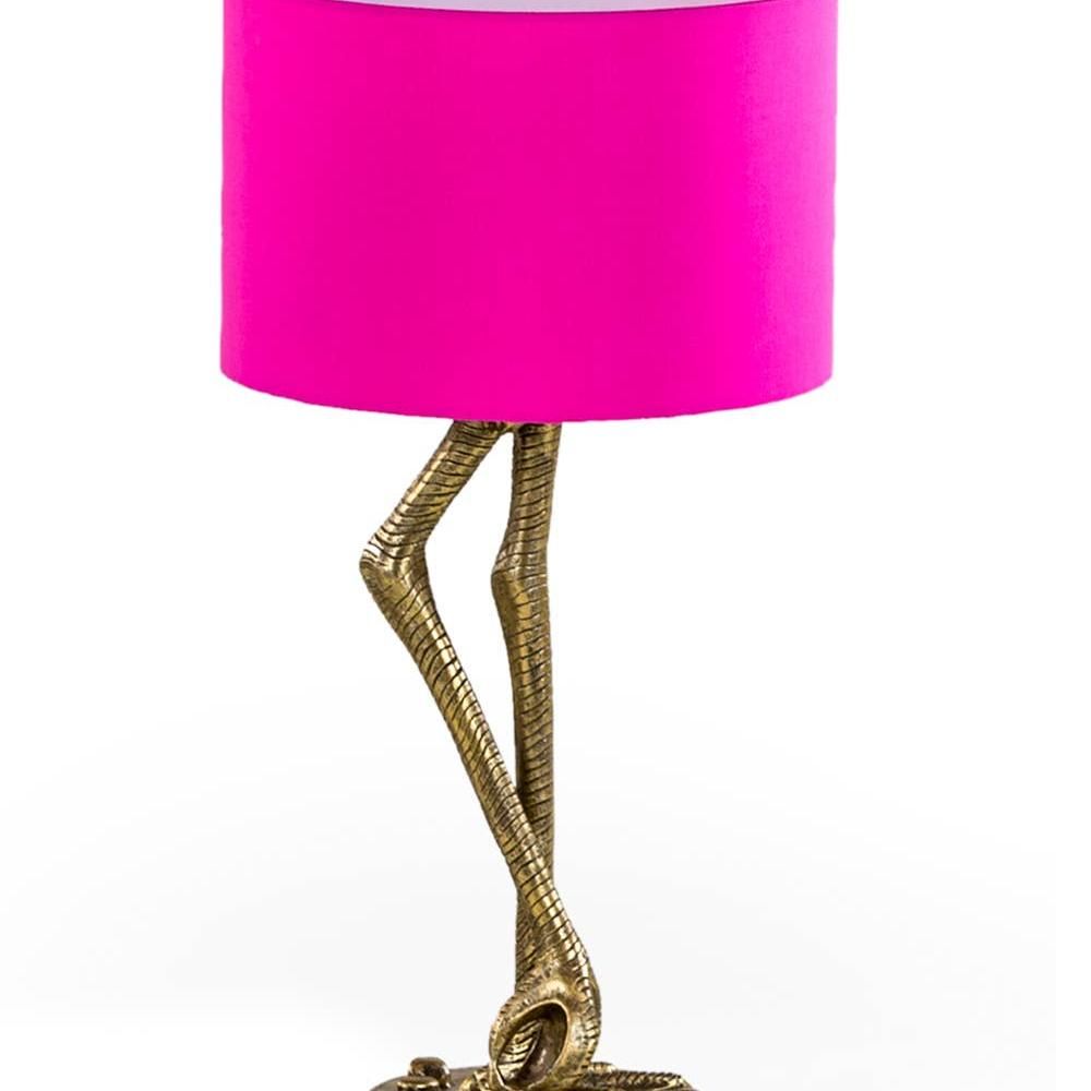 Antique Gold Flamingo Leg Table Lamp with Pink Shade