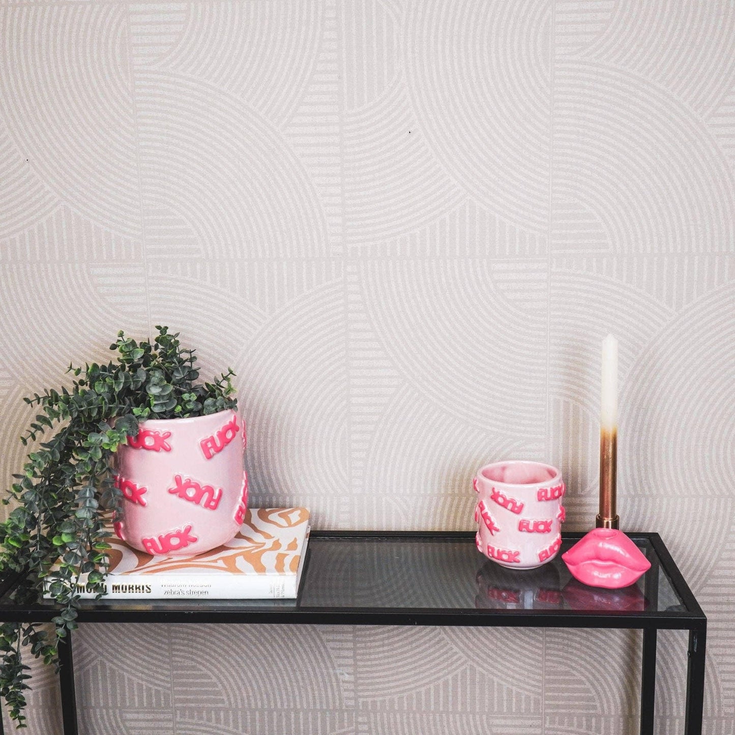 Plant Pot/ Vase 'FUCK' - Ceramics - Light Pink / Neon Pink