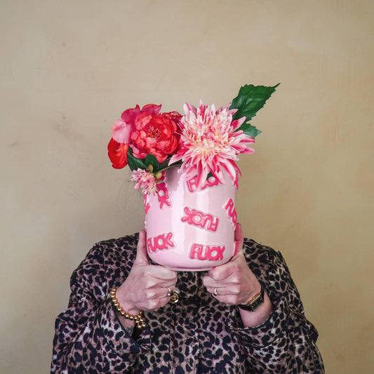 Plant Pot/ Vase 'FUCK' - Ceramics - Light Pink / Neon Pink