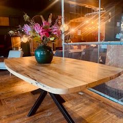 Solid Oak Boat Dining Table