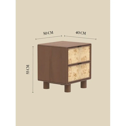 Rustic 2 drawer mango bedside cabinet