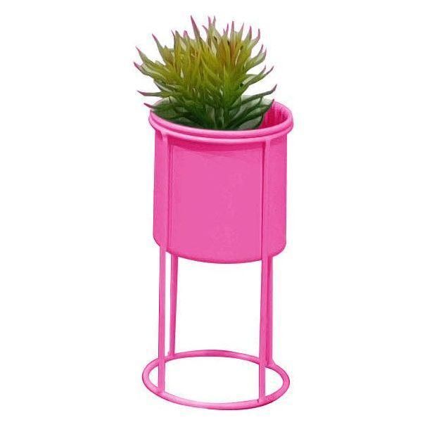 Metal planter on stand hot Pink