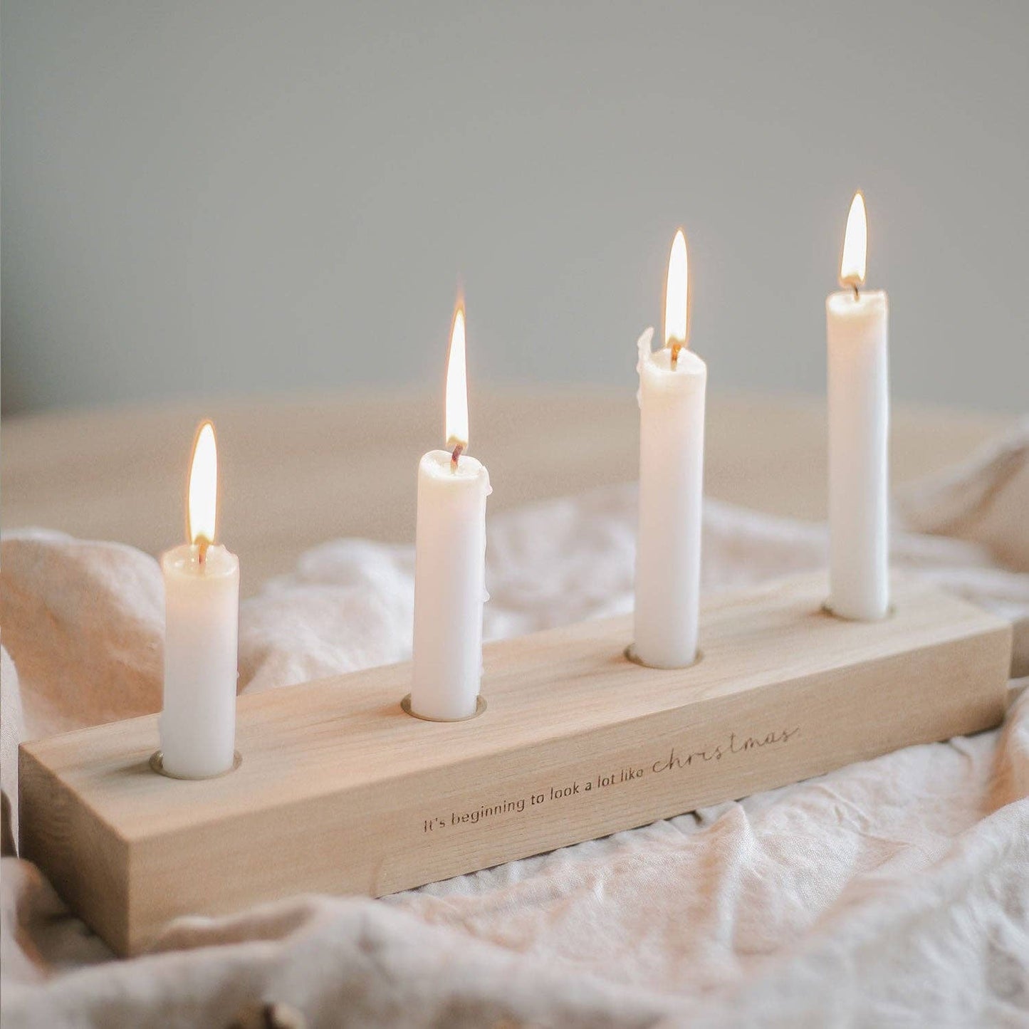 Christmas oak candle board