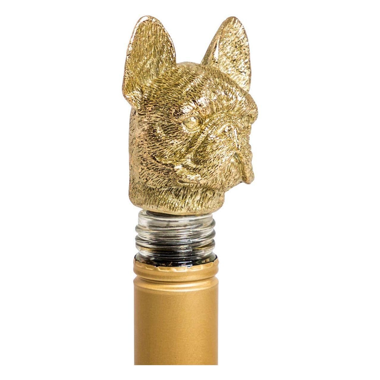 Antique Gold French Bulldog Bottle Stopper