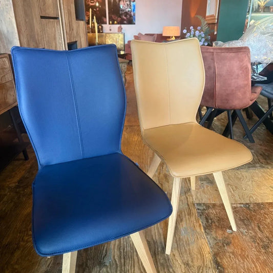 Blue Leather Dutch design dining chair