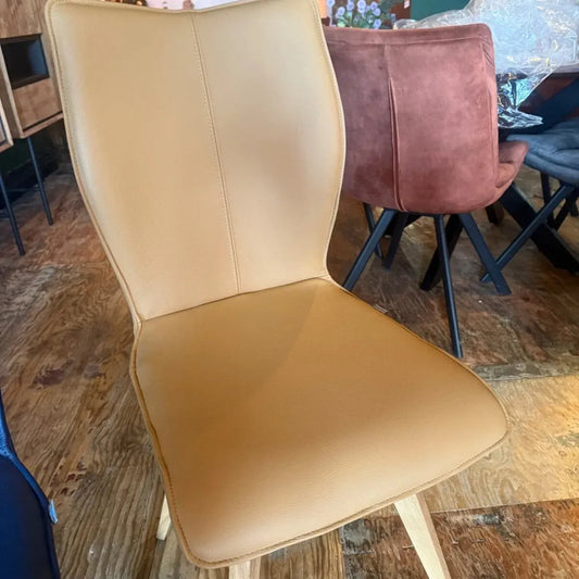 Mustard Leather Dutch design dining chair