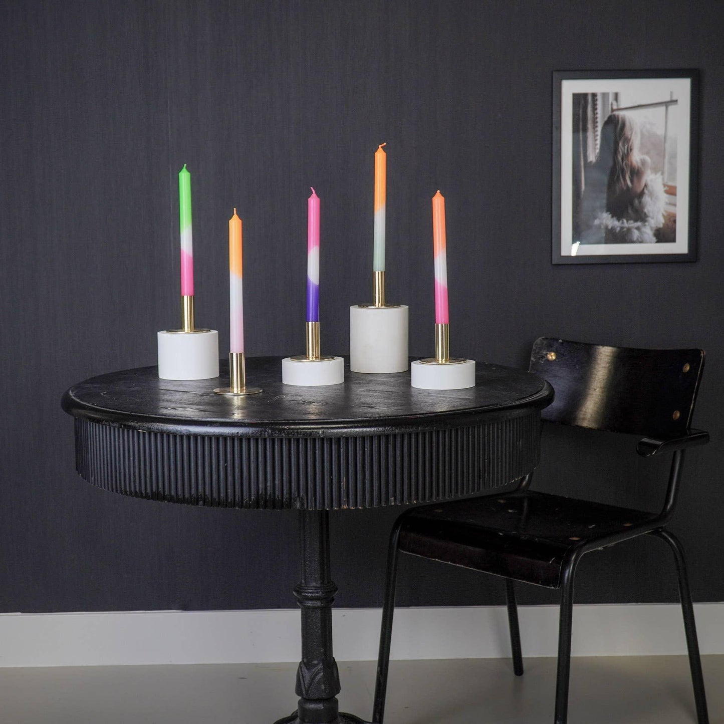 Pink & white dipped candles set of -S4