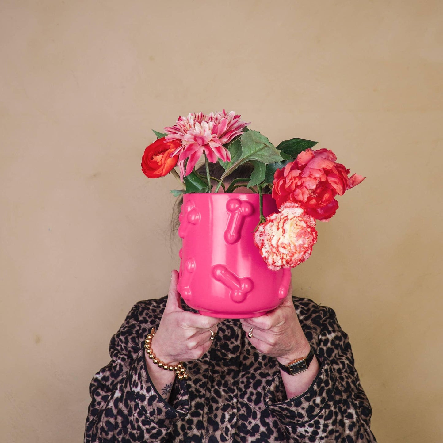 Plant Pot / Vase Dicks - Ceramics  - Neon Pink  -17,5x17,5cm