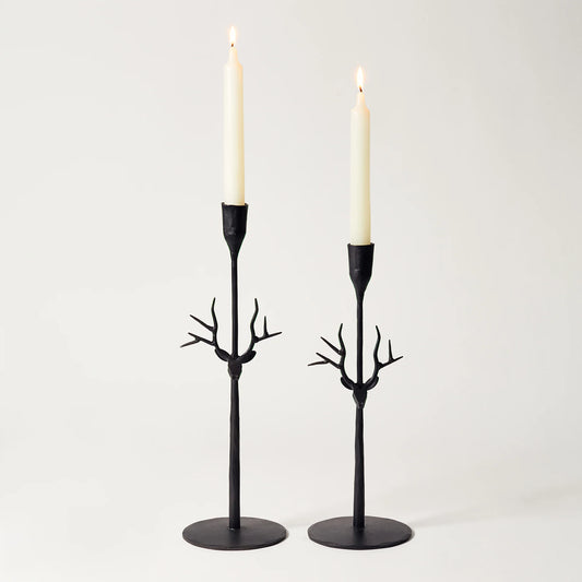 Small Reindeer Head Candleholder black