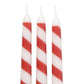 Set of 3 Candy Cane Stripe Christmas Taper Candles