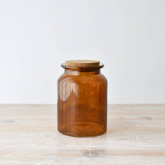 Storage Glass Coloured Jar with Cork Lid, 15.4cm