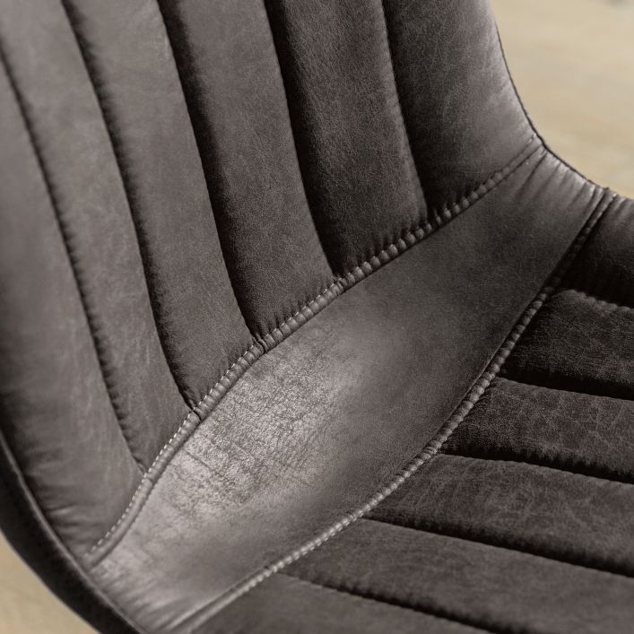 Faux Leather Iron Chairs Pair