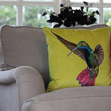 Hummingbird Velvet Cushion