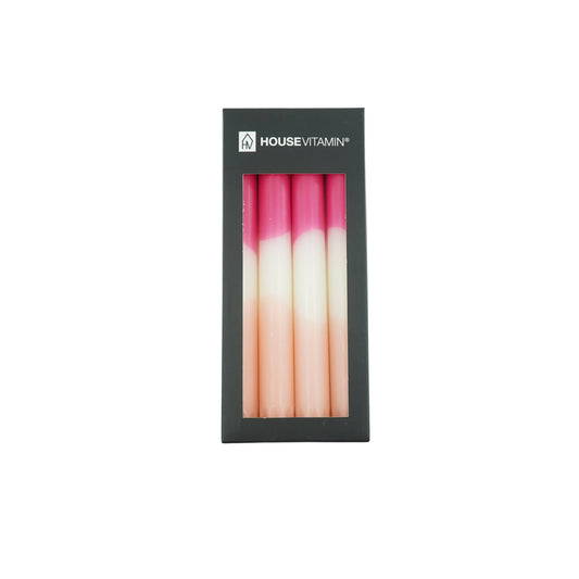 Pink & white dipped candles set of -S4