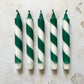 Forest Green & White Candy Cane Stripe Hand Dipped Candles