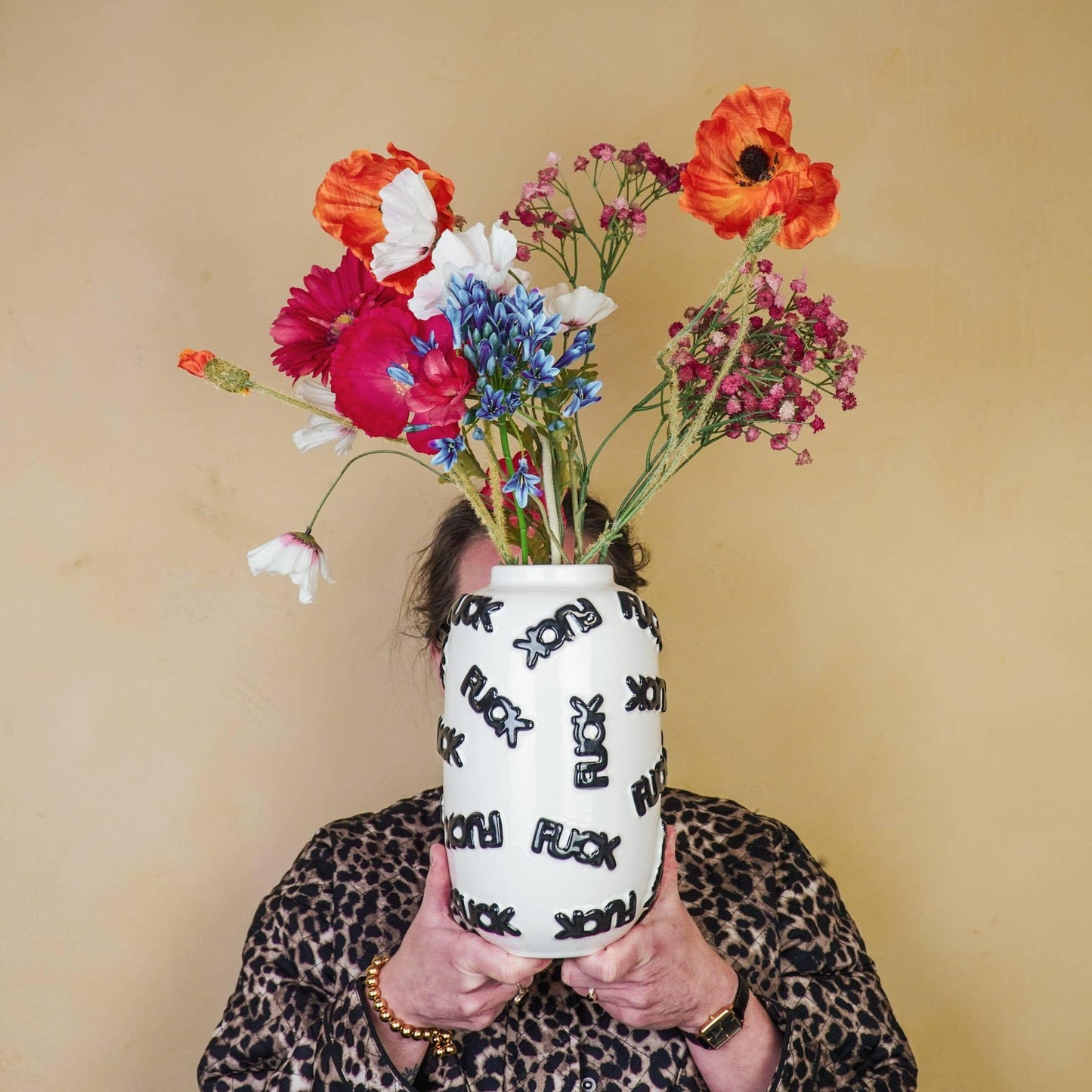 Fuck Vase- Ceramics - White/Black -  17x17x27cm