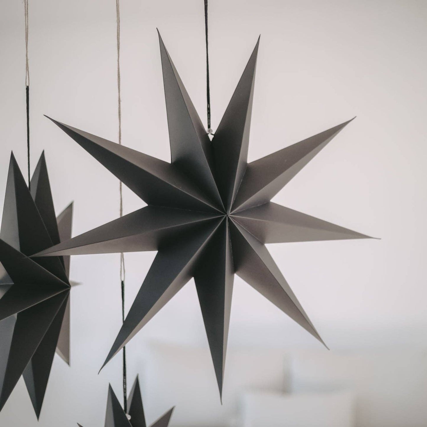 Paper stars set of 3 black