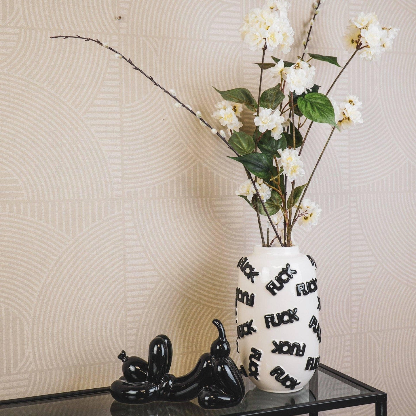 Fuck Vase- Ceramics - White/Black -  17x17x27cm