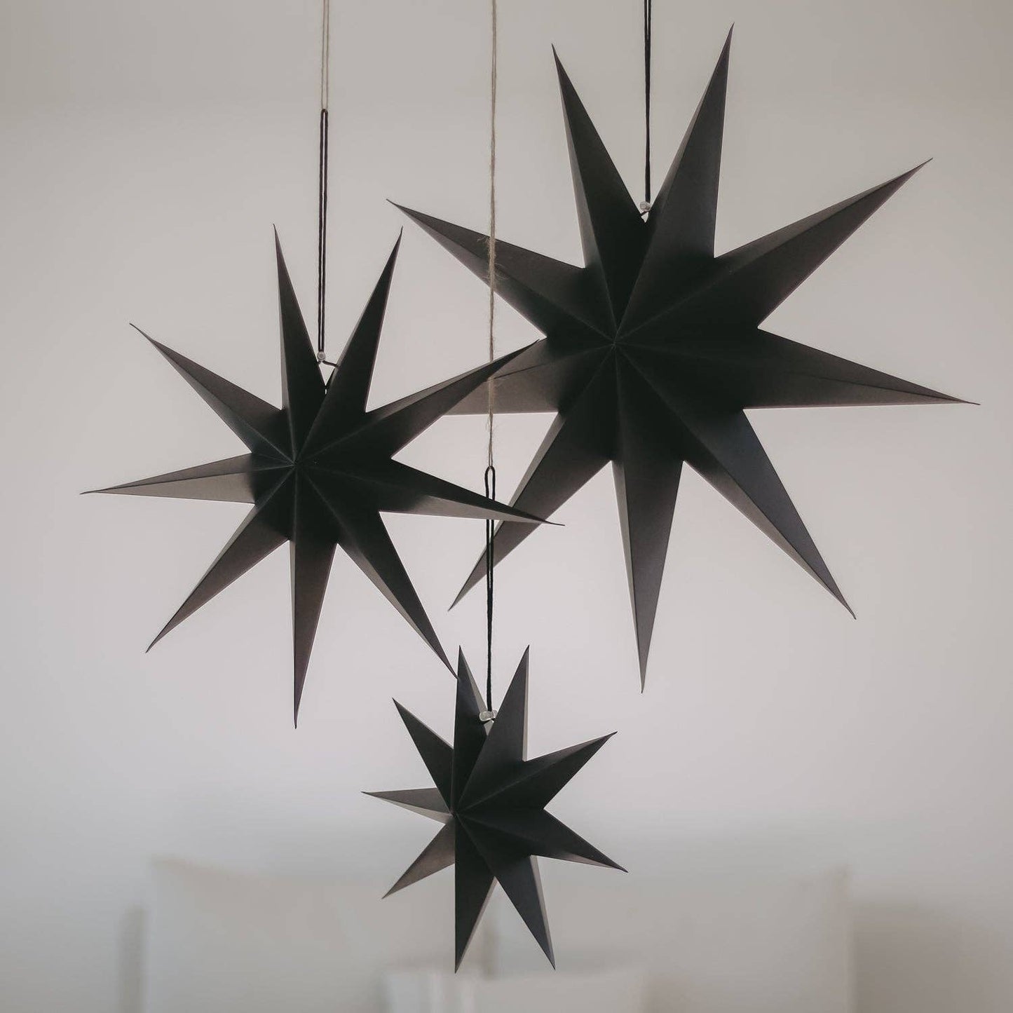 Paper stars set of 3 black