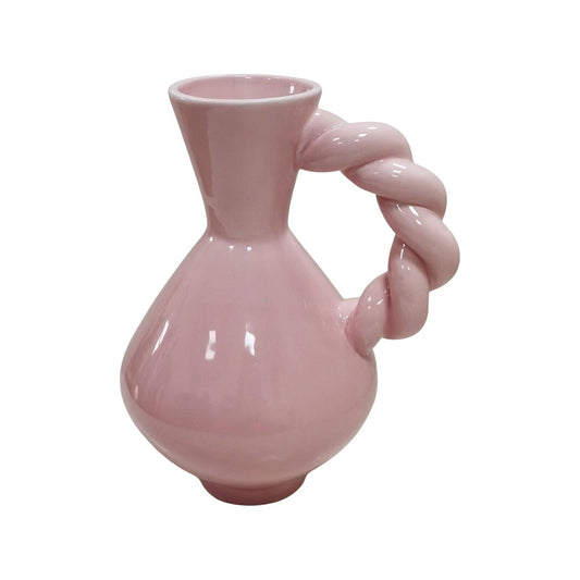 Vase - Twisted Handle - Dolomite - Pink - 17.5x13.5x22cm