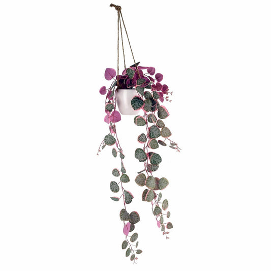 90cm Artificial Potted Trailing Hanging Pink Plant