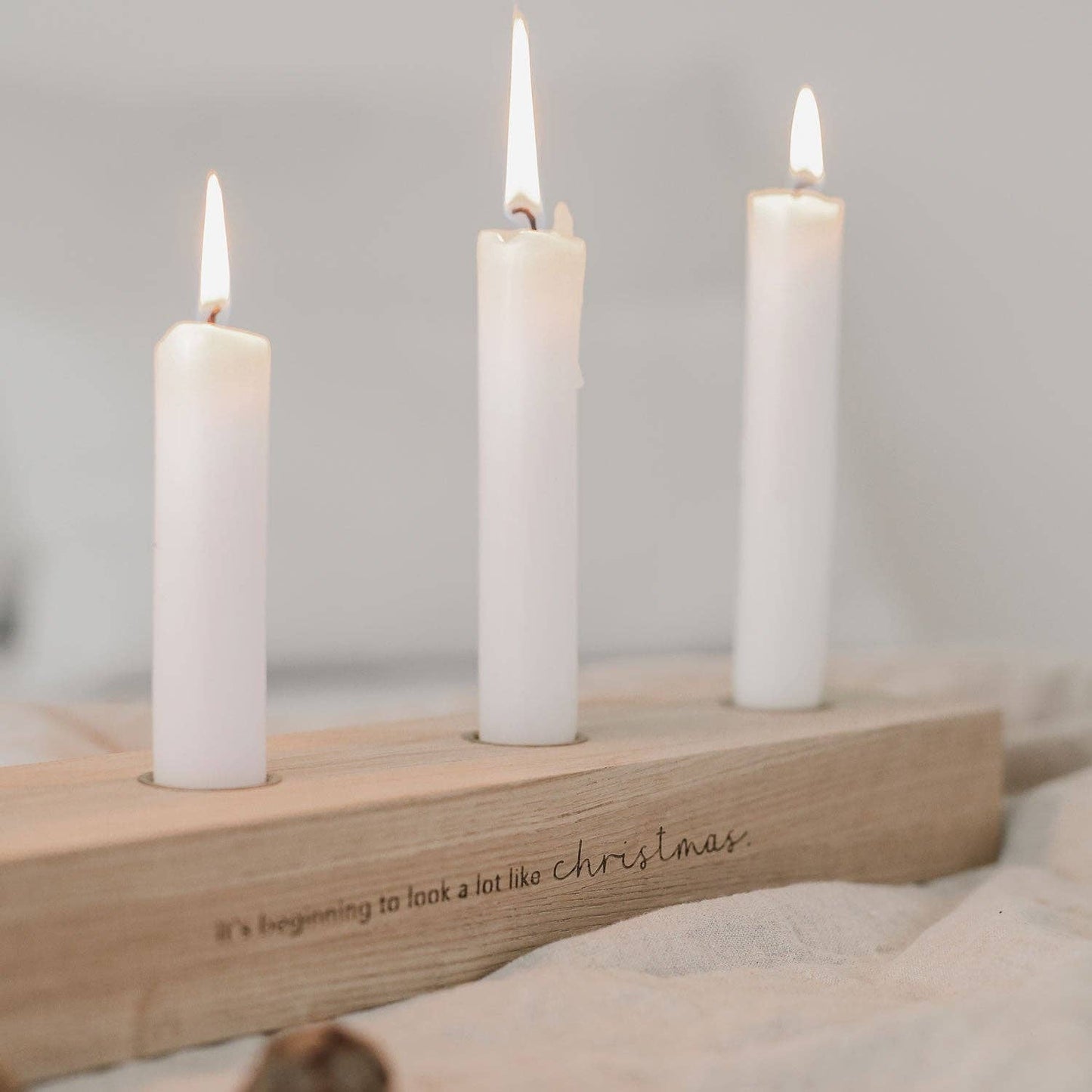 Christmas oak candle board