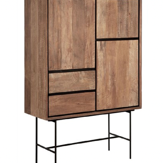 teakwood cabinet 3 door 2 drawer