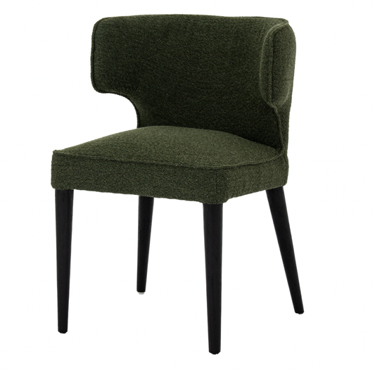 Fabric Curved dining chair Green