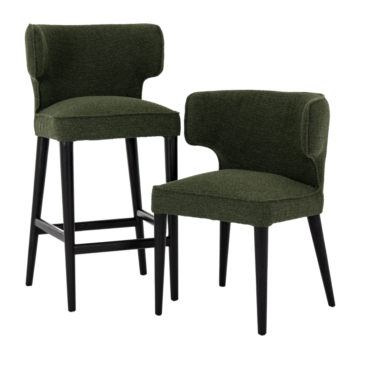 Fabric Curved dining chair Green