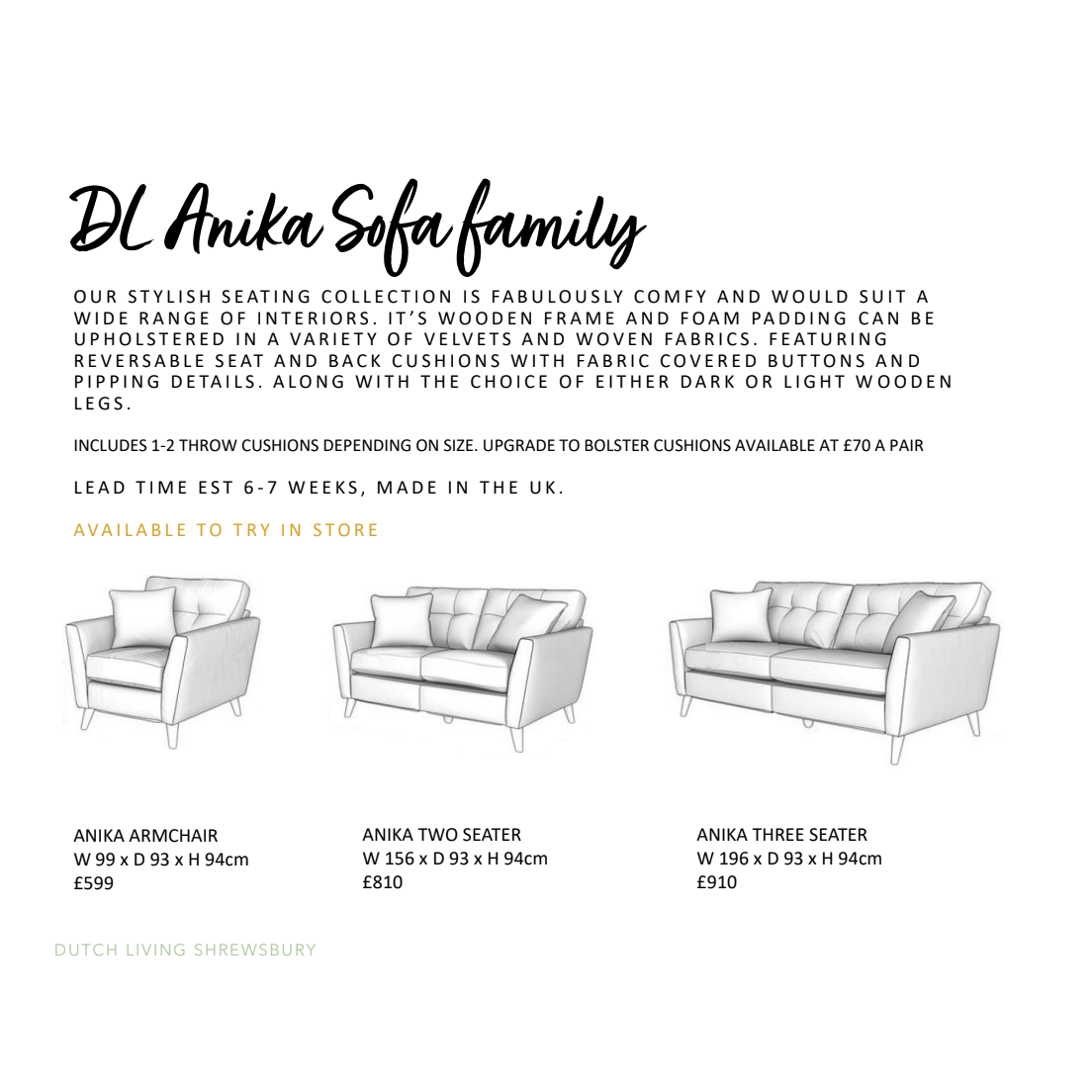 Anika Sofas in Velvet