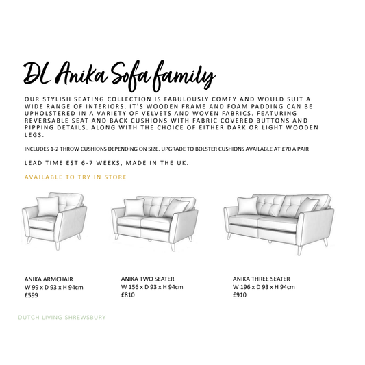 Anika Sofas in Velvet