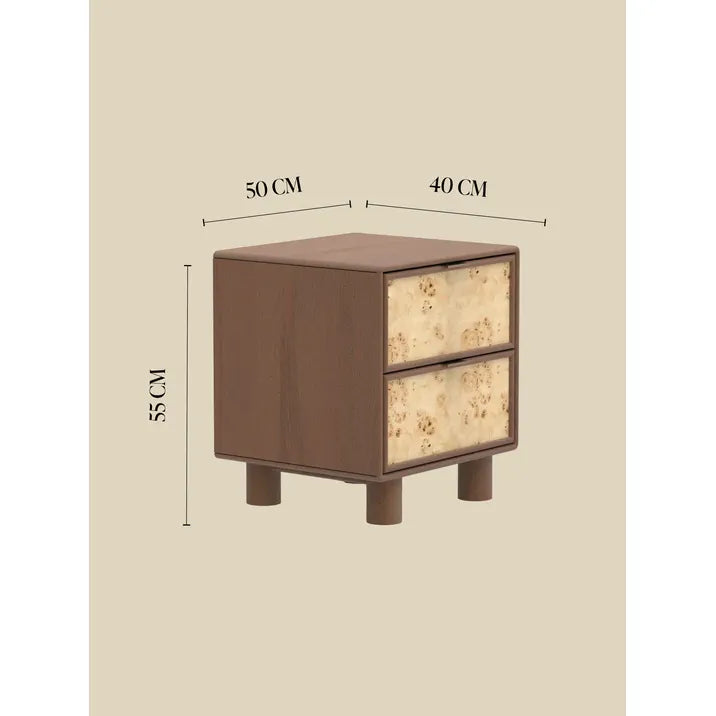 Rustic 2 drawer mango bedside cabinet