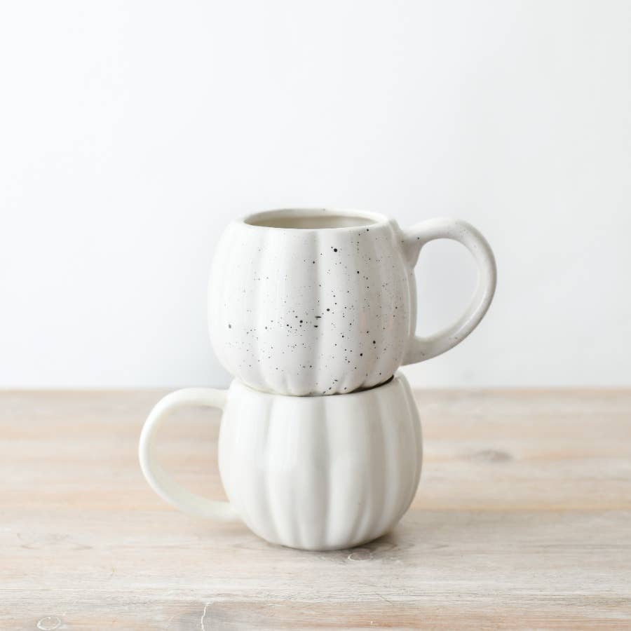 Speckled White Pumpkin Mug, 11cm