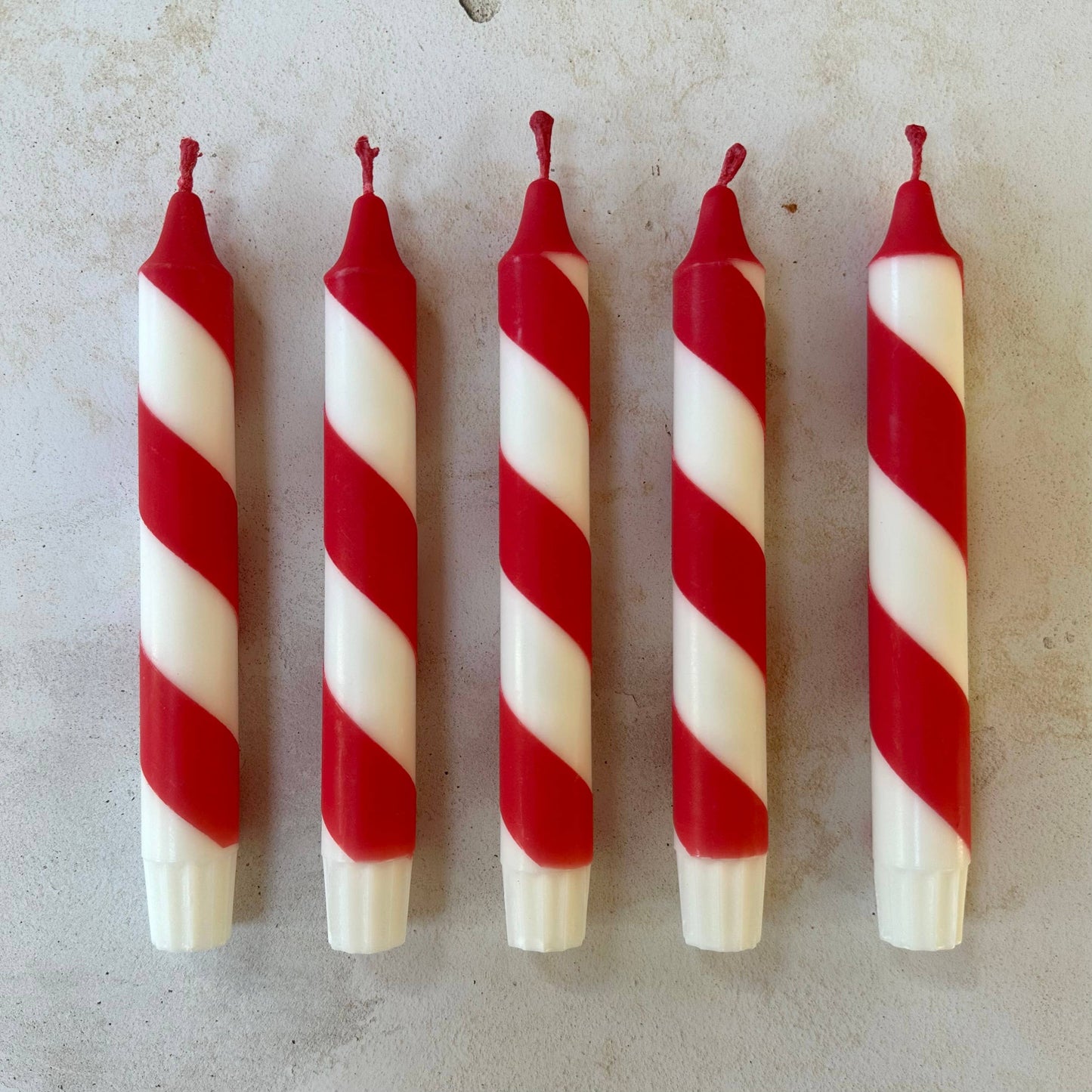 Hand Dipped Red & White Candy Cane Stripe Christmas Candles