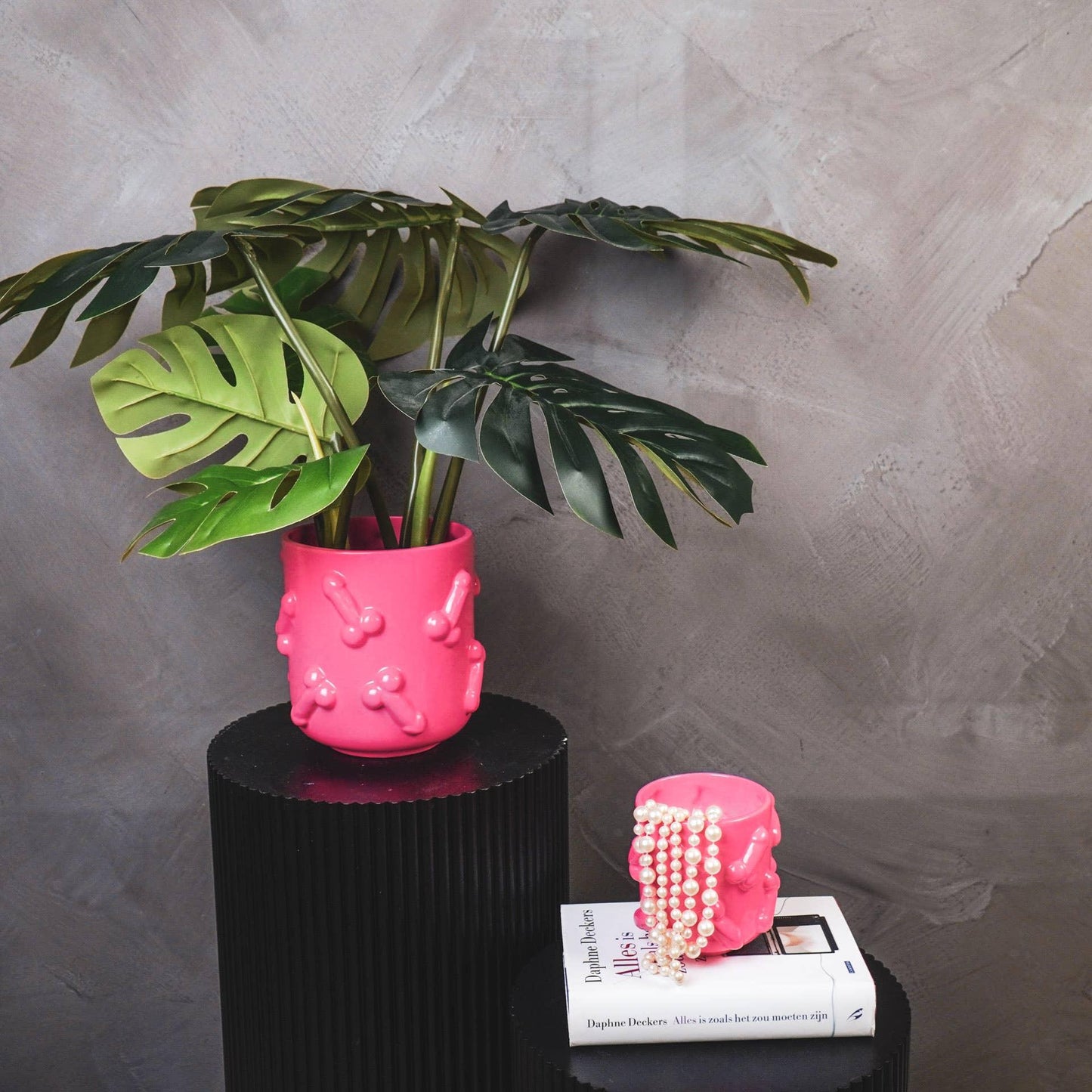 Plant Pot / Vase Dicks - Ceramics  - Neon Pink  -17,5x17,5cm