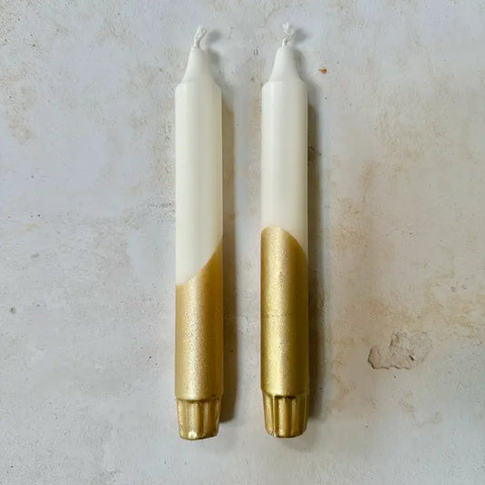 Gold & Cream Christmas Handmade Dinner Candles