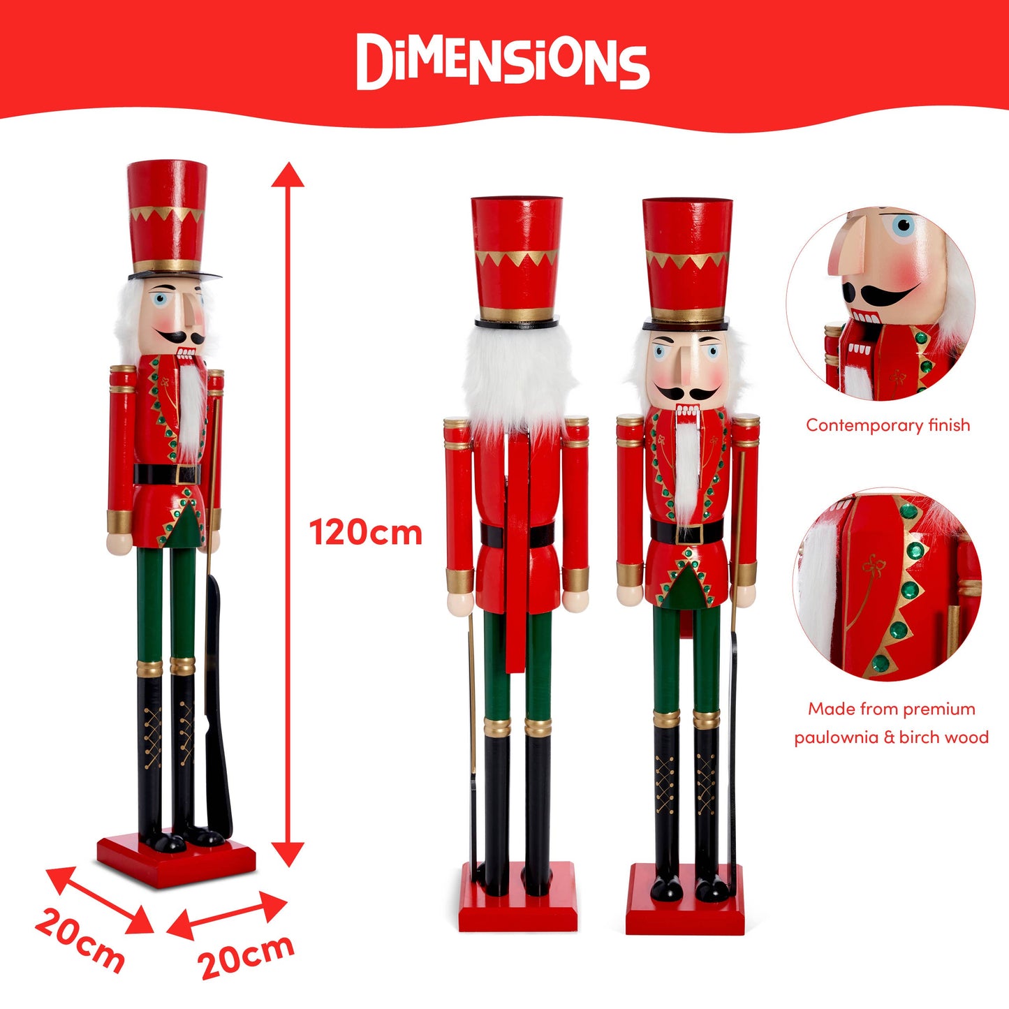 Giant Christmas Nutcracker Soldier Decoration, 120cm/4ft