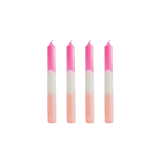 Pink & white dipped candles set of -S4