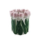Tulips Vase in pink and green