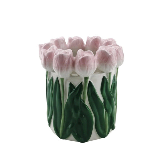 Tulips Vase in pink and green