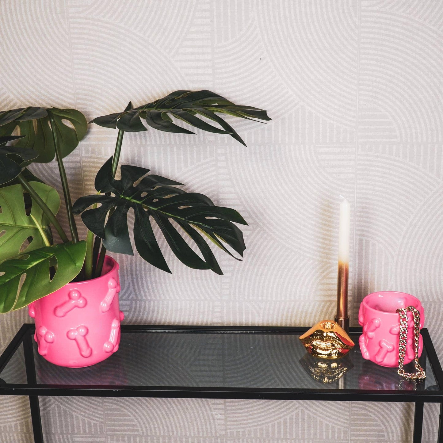 Plant Pot / Vase Dicks - Ceramics  - Neon Pink  -17,5x17,5cm