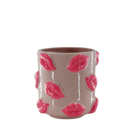 Kiss me Pot Large Pink & Sand