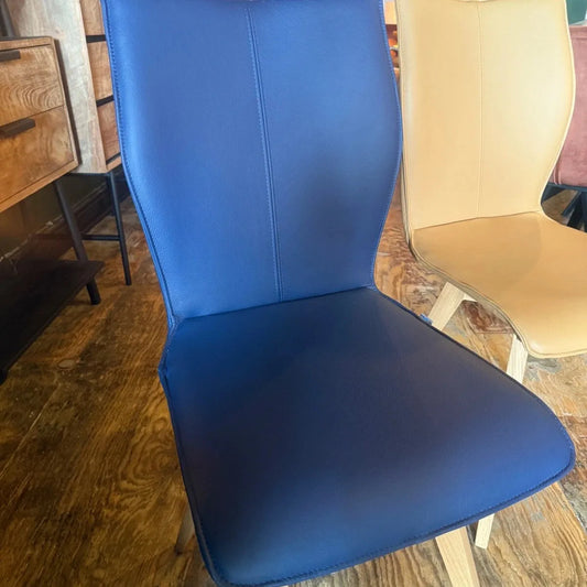 Blue Leather Dutch design dining chair